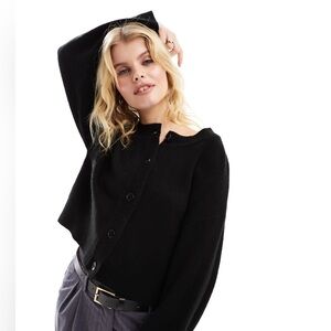 ASOS DESIGN button through crew neck cardigan in black